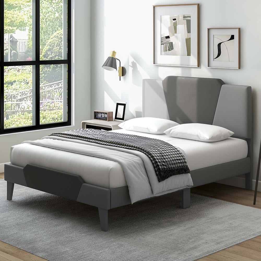 Costway Full/Qween/Twin Size Upholstered Platform Bed Frame Velvet