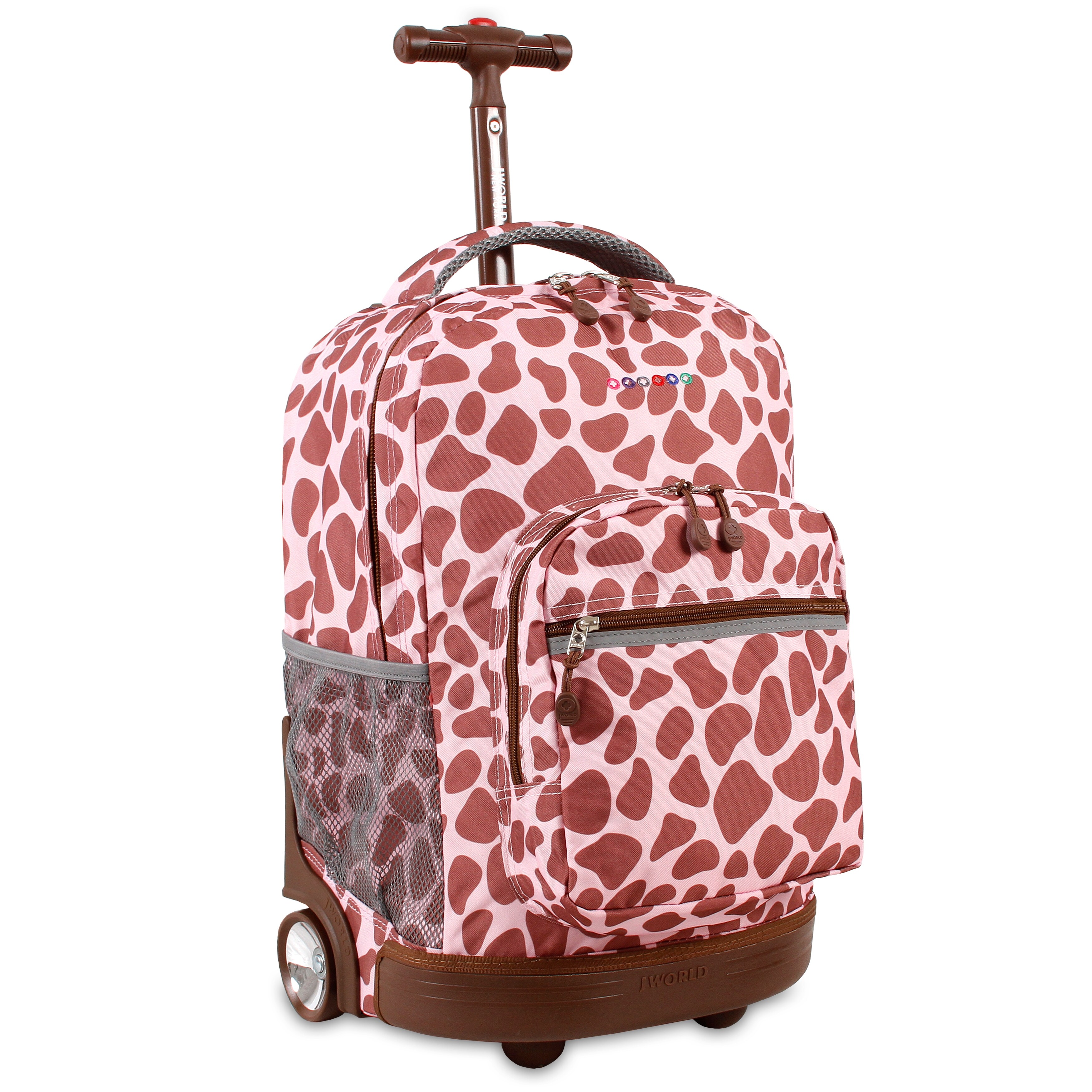 J World New York Sunrise 18 Inch Rolling Backpack Pink Zulu Overstock