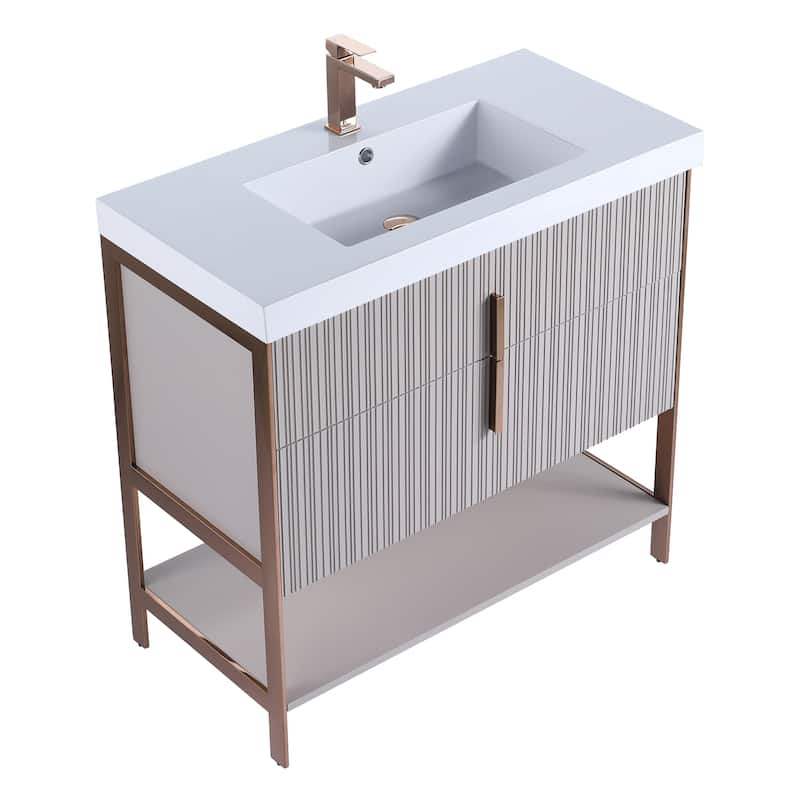 Fine Fixtures Serenity Modern Bathroom Vanity with White Gel Acrylic Top
