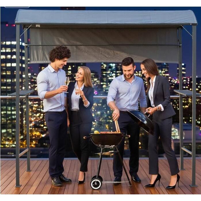 GDFStudio - Outdoor 8'x4.5' Grill Gazebo BBQ Canopy with UV & Water Resistant