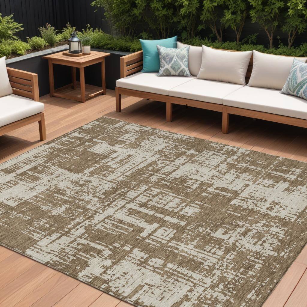 HomeRoots Abstract Transitional Rectangle Outdoor Rug