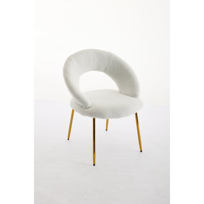 Teddy Fabric Dining Accent Chairs with Curved Backrest and Gold Metal Legs - 250lb Capacity