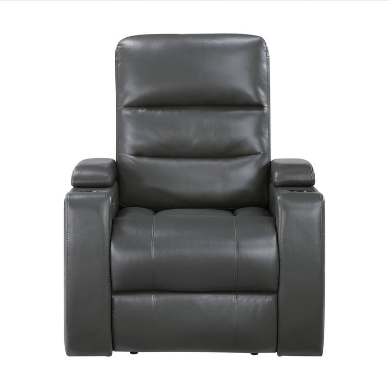 Lena 37" Faux Leather Power Recliner - Heat & Massage, Storage Arms