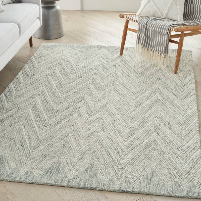 Nourison Interlock Contemporary Chevron Tufted Area Rug - 3' 9" x 5' 9" - Teal - Rectangle