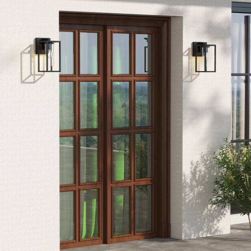 2 Pack Outdoor Wall Lights, Outdoor Wall Lantern with Glass Shade