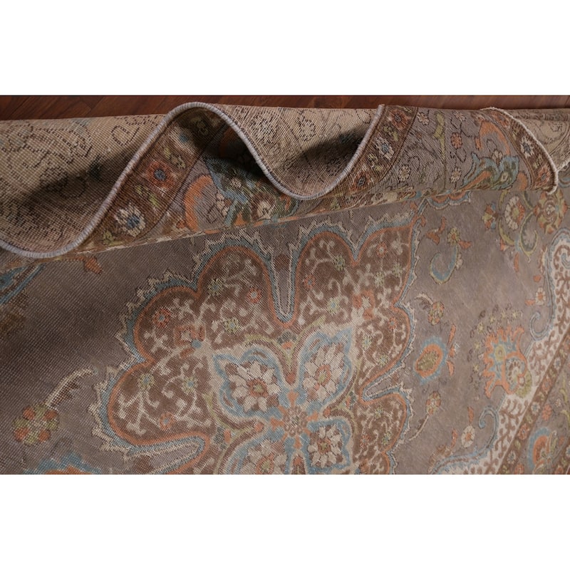 Tabriz Vintage Persian Rug Hand-Knotted Traditional Wool Carpet - 9'6" x 12'11"
