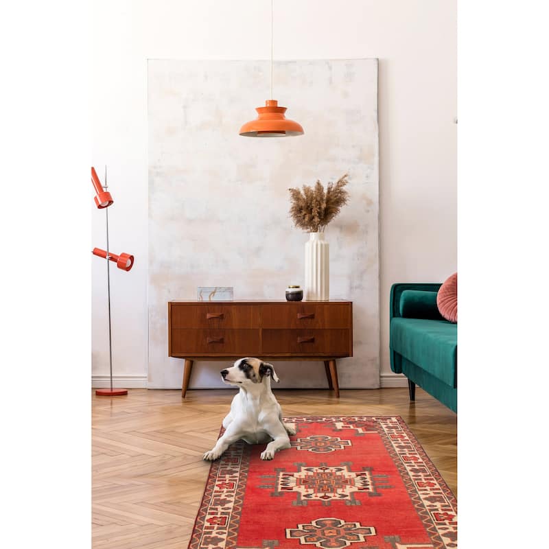 ECARPETGALLERY Hand-knotted Andelz Red Wool Rug - 4'0 x 7'9