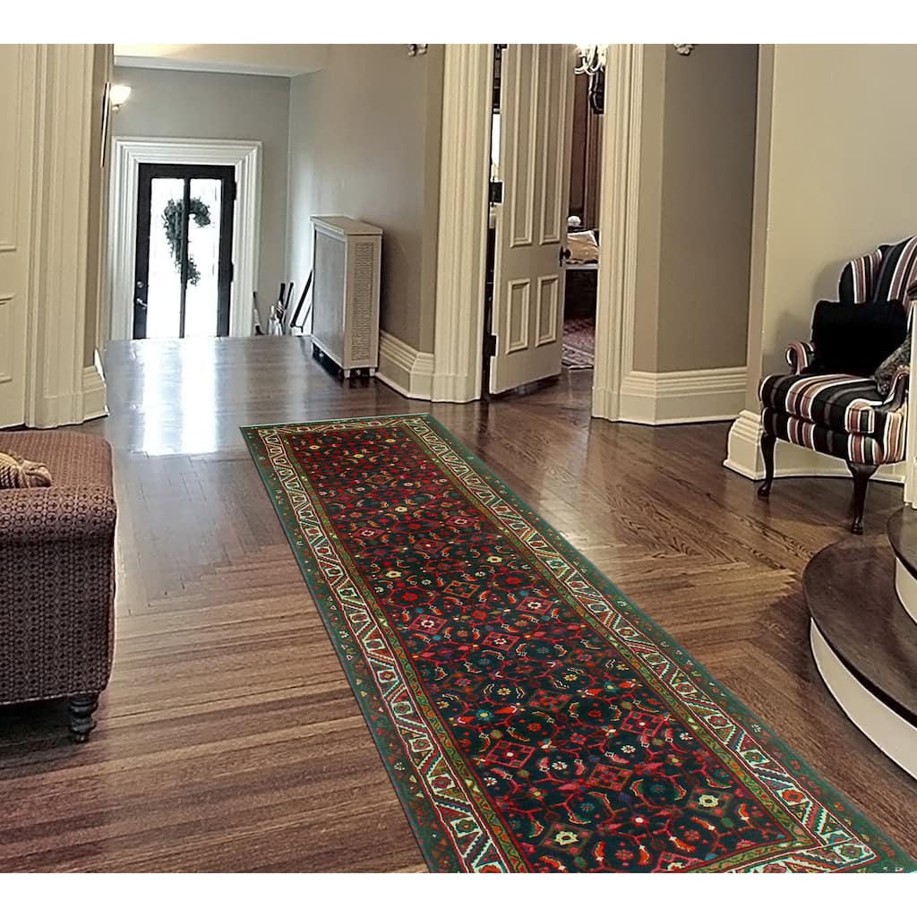 Fine Vintage Distressed Elfaroui Charcoal/Ivory Runner - 3'4" x 12'8"