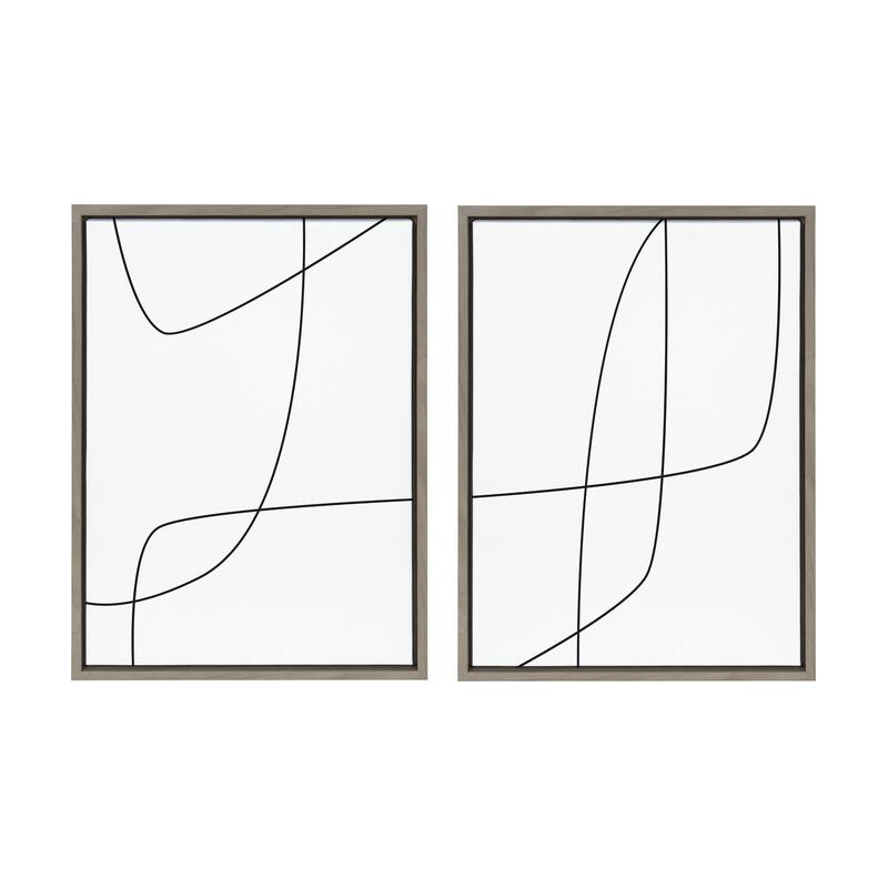 Kate and Laurel Sylvie Line Framed Canvas by The Creative Bunch Studio - 2 Piece 18x24 - Plastic - Grey