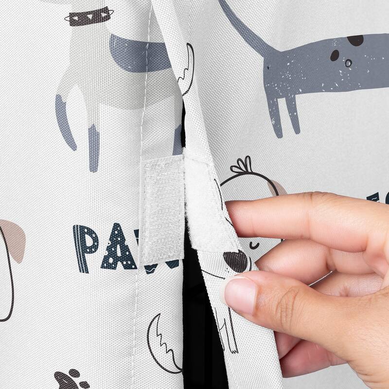 Sweet Jojo Designs Cartoon Puppy Print Dog Crate Kennel Cover 48in. Grey Taupe Blue White Modern Bulldog Wiener Doggy Paw Print