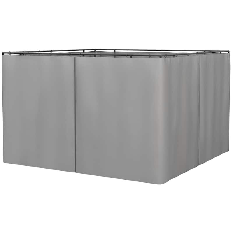 Outsunny 10' x 10' Universal Gazebo Sidewall Set with 4 Panels, 40 Hooks/C-Rings Included for Pergolas & Cabanas, Light Gray