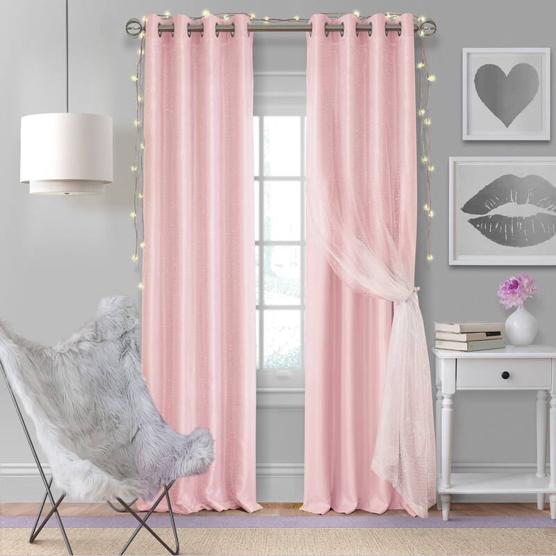Elrene Aurora Kids Room Darkening Layered Sheer Curtain