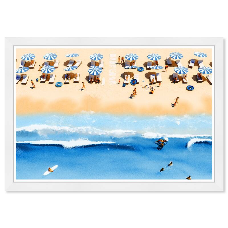 Wynwood Studio Prints Nautical and Coastal Sapphire Beach Umbrellas Blue and Nautical & Coastal Wall Art Canvas Print