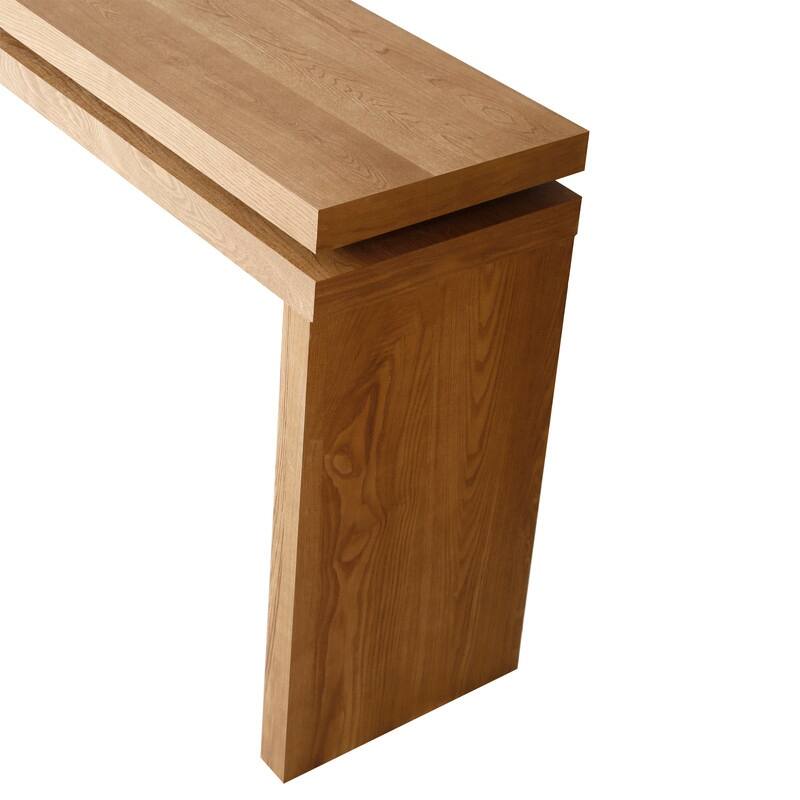 60'' Farmhouse Console Table - Retro Wooden Entryway Table with Double Board Suspension Design, Solid Wood & MDF, Sofa Table