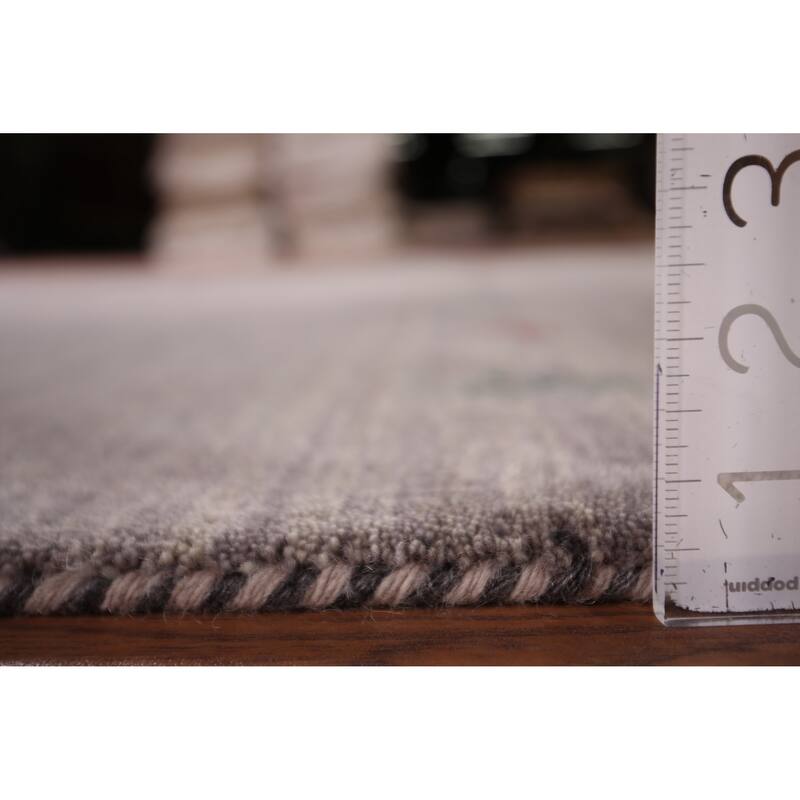 Little Animals Gray Gabbeh Indian Area Rug Handmade Wool Carpet - 5'1"x 8'0"
