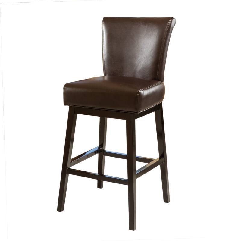 Roomfitters Swivel Bar Stool, 30.25" High Counter Stool with Wood Legs and Curved Seat, Brown