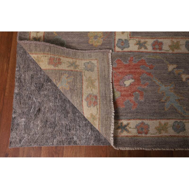 All-Over Gray Oushak Vegetable Dye Area Rug Handmade Wool Carpet - 9'0" x 11'11"