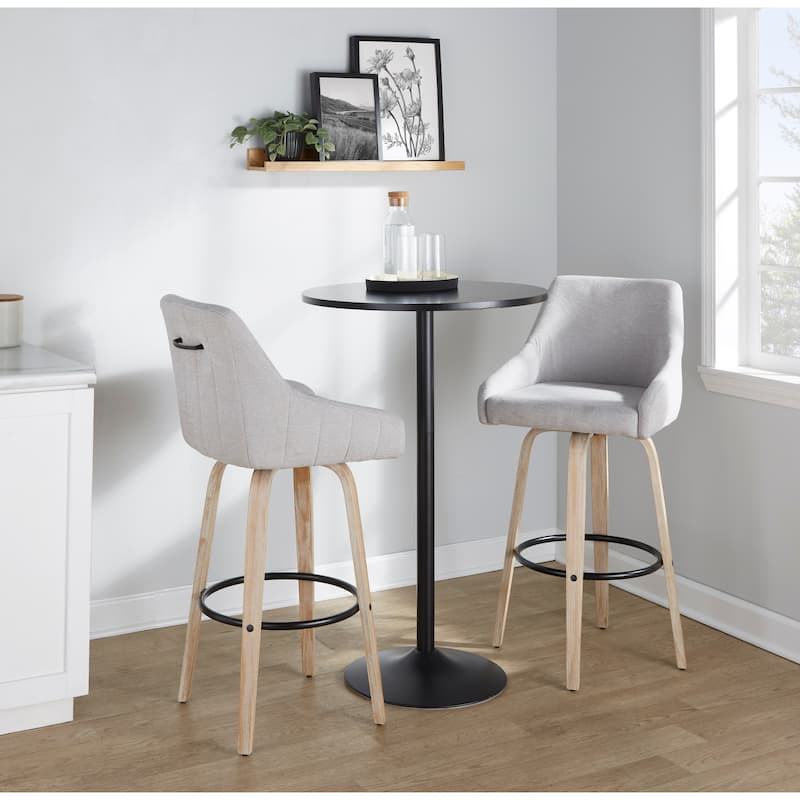 The Gray Barn Hadley 30" Fixed-Height Bar Stool with Bent Wood Legs & Round Footrest (Set of 2)