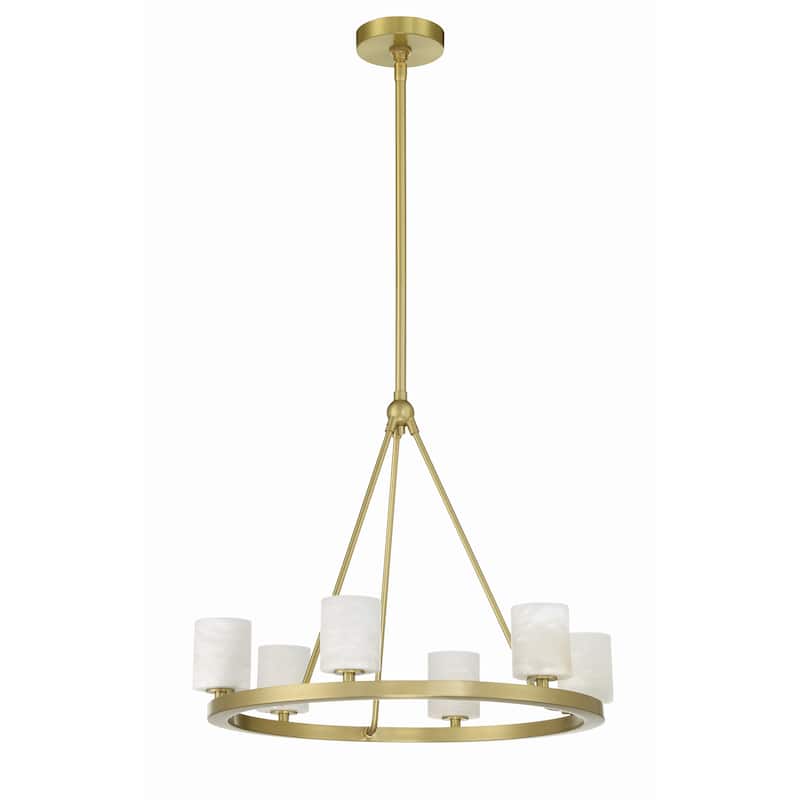 Aragon 6 Light Soft Brass Chandelier - 22.75"W x 18"H x 24"D
