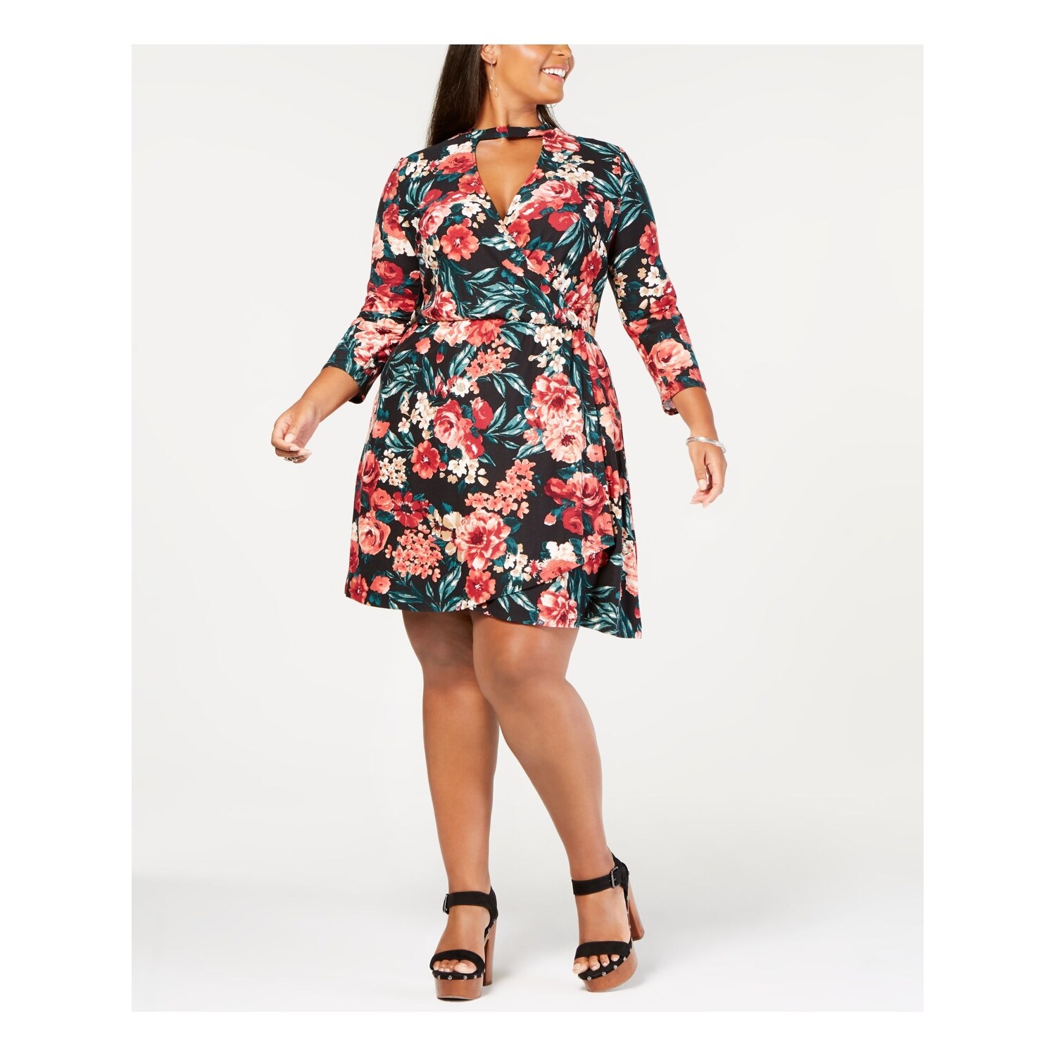 gold wrap dress plus size