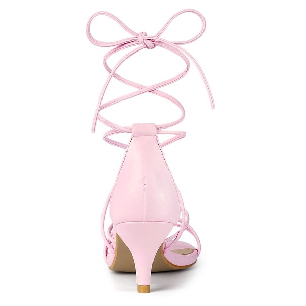 kitten heel lace up sandals