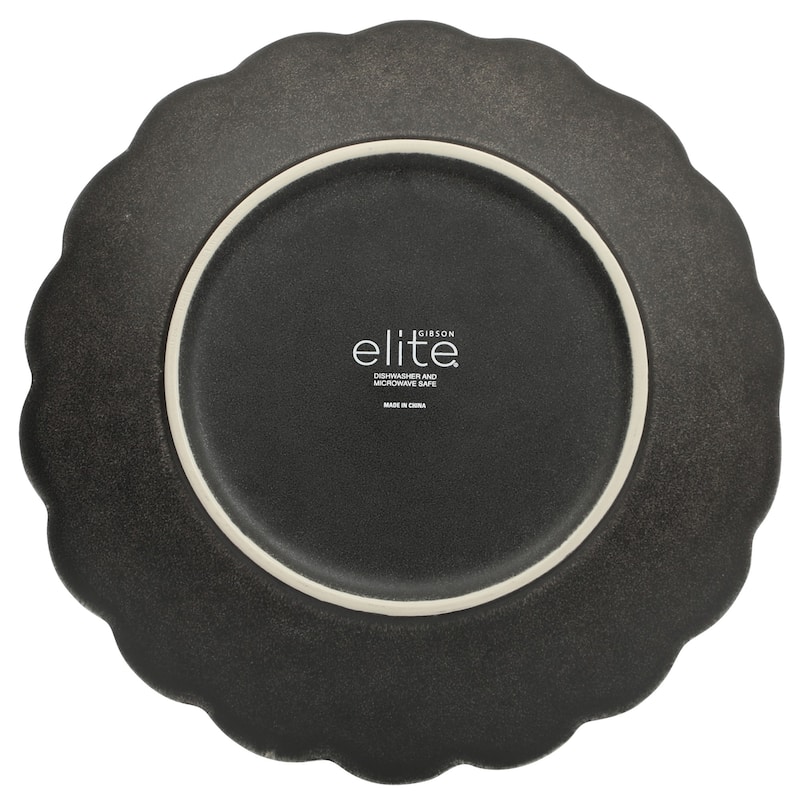 Gibson Elite Malibu Shore 16 Piece Scallop Stoneware Reactive Glaze (Service for 4) Ceramic Plates and Bowls Dinnerware Set