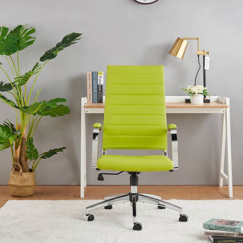 LUXMOD® Office Chair Faux Leather Silver Frame Adjustable and Swivel