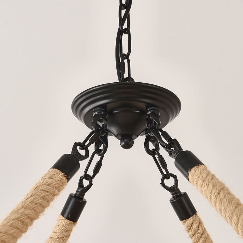 Farmhouse Wagon Wheel Chandelier Round Wood Pendant Lighting Fixture for Dining Room