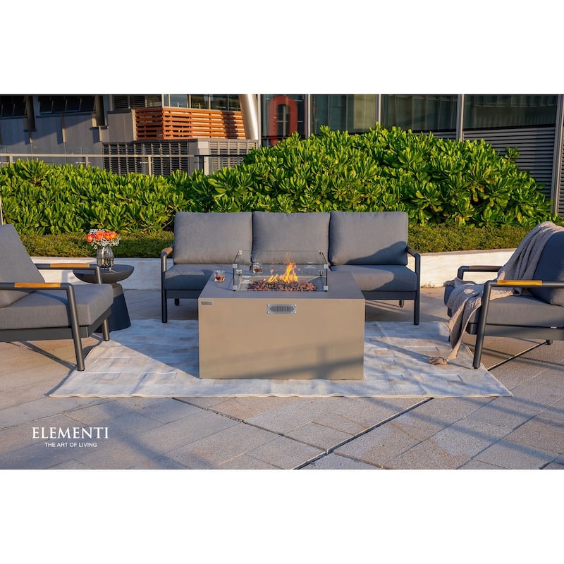 Elementi Rocky 45,000 BTU Concrete Propane Fire Table with Built-In Propane Tank Storage - 43" x 43"