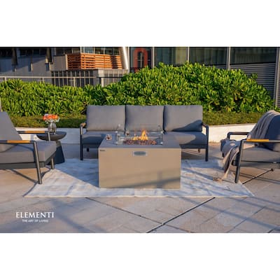 Elementi Rocky 45,000 BTU Concrete Propane Fire Table with Built-In Propane Tank Storage - 43" x 43"