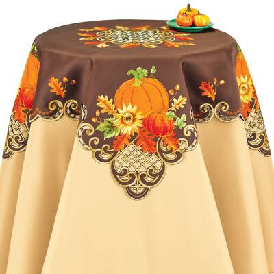 Embroidered Fall Pumpkin Table Linens