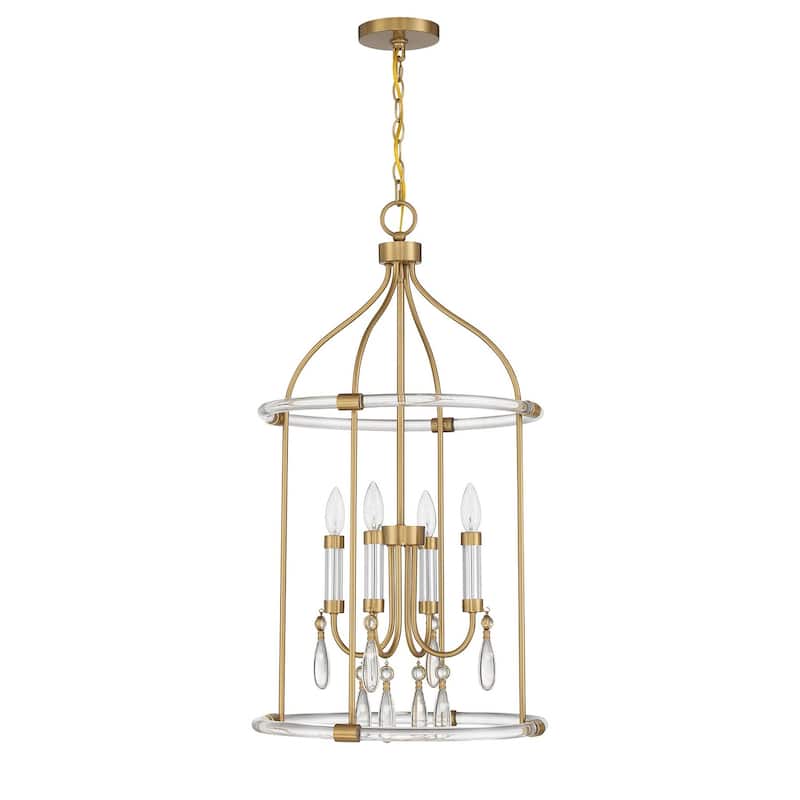 Mayfair 4-Light Pendant in Warm Brass and Chrome - Warm Brass and Chrome