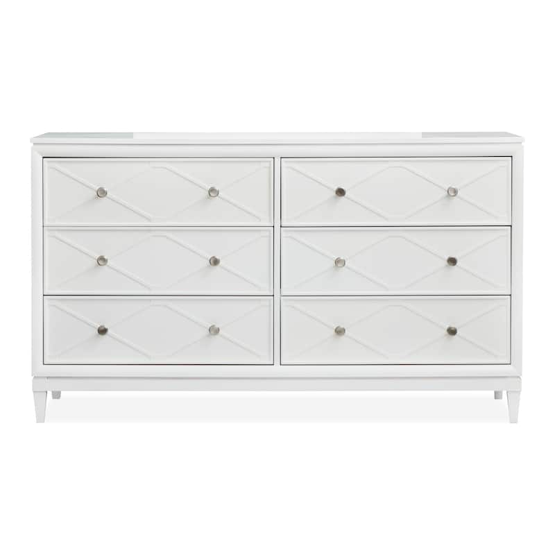 Magnussen Home Springhouse Whisper White Double Drawer Dresser with Landscape Mirror