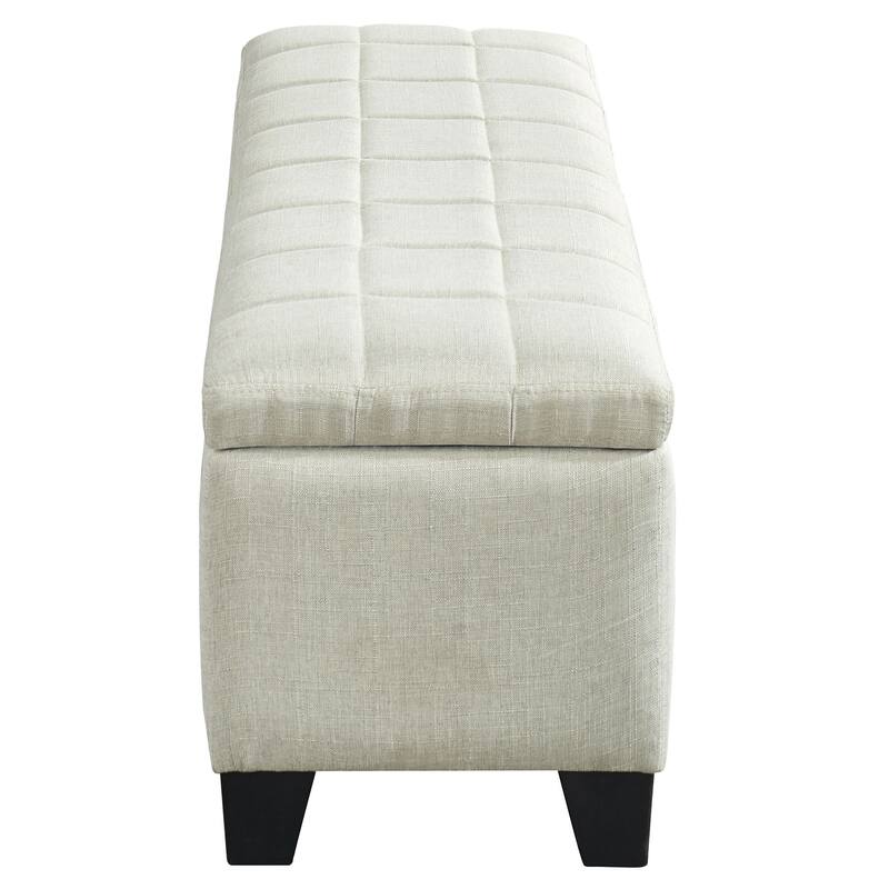 48" Beige Solid Rectangular Storage Ottoman