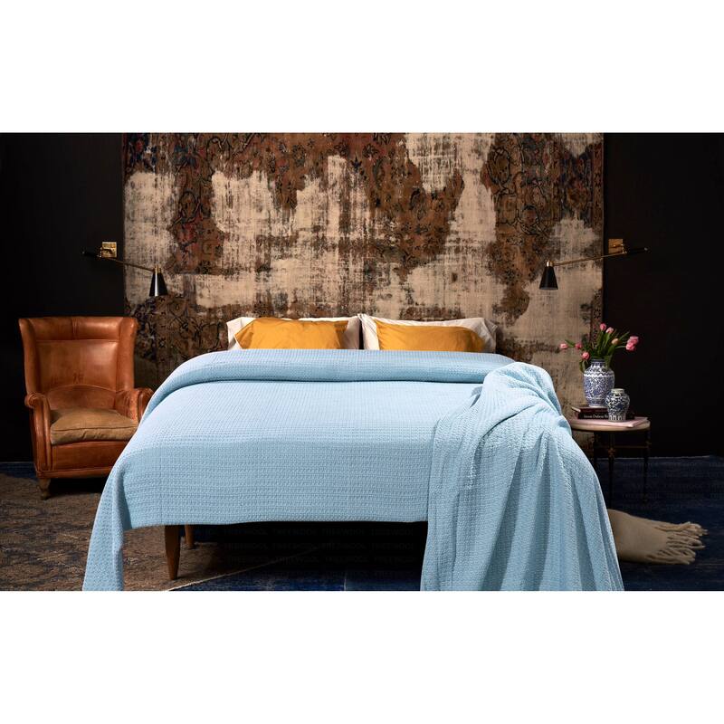 100% Cotton Blanket Basket Weave Stylish Design Soft Cozy Comfortable All Season Light Weight Spread Quilt Bed & Couch/Sofa