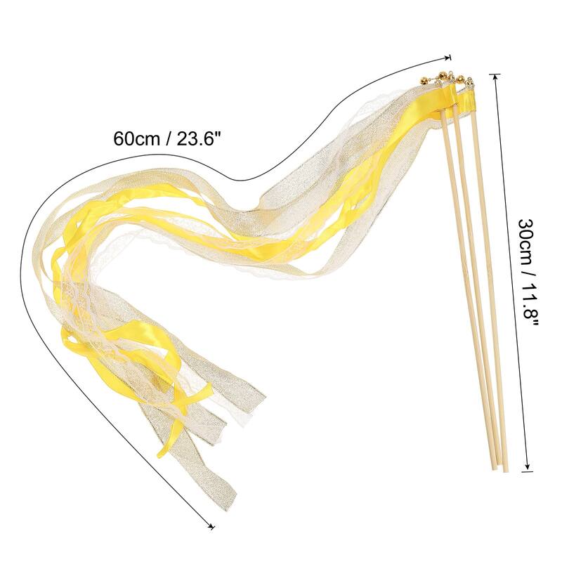 25Pcs Lace Silk Ribbon Fairy Sticks Wands for Wedding Party - Orange