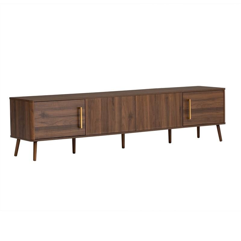 Modern Fluted 78" TV Stand for TVs up to 85", Entertainment Center TV Media Console Table with Storage Cabinets