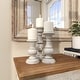 preview thumbnail 26 of 33, Mango Wood Turned Style Pillar Candle Holder (Set of 3) - White, Brown, Gold, Black, Light Blue, Cream, Silver