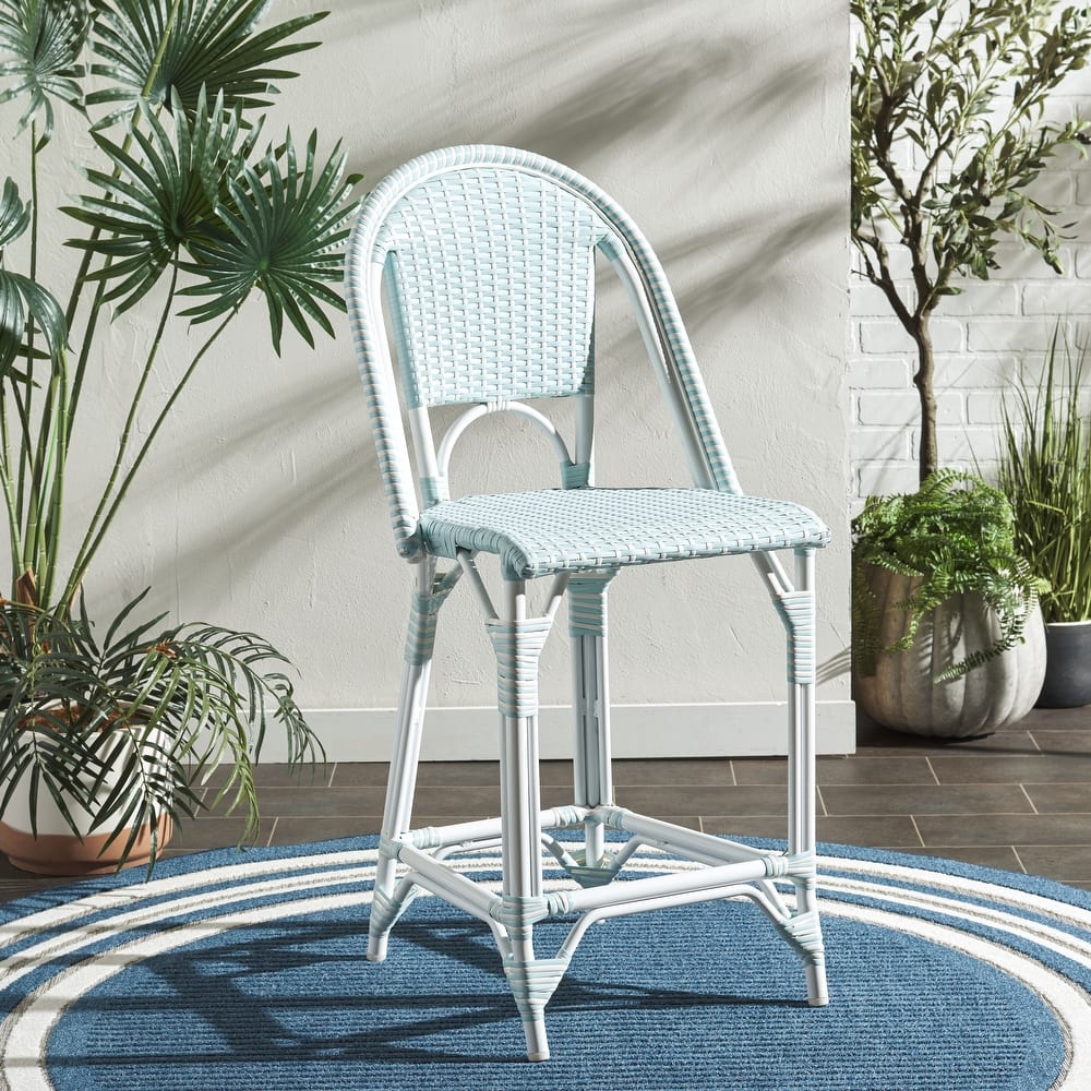 SAFAVIEH Leonica Outdoor Bistro 25-inch Seat Height Counter Stool (Fully Assembled) - 20"W x 21"D x 43"H