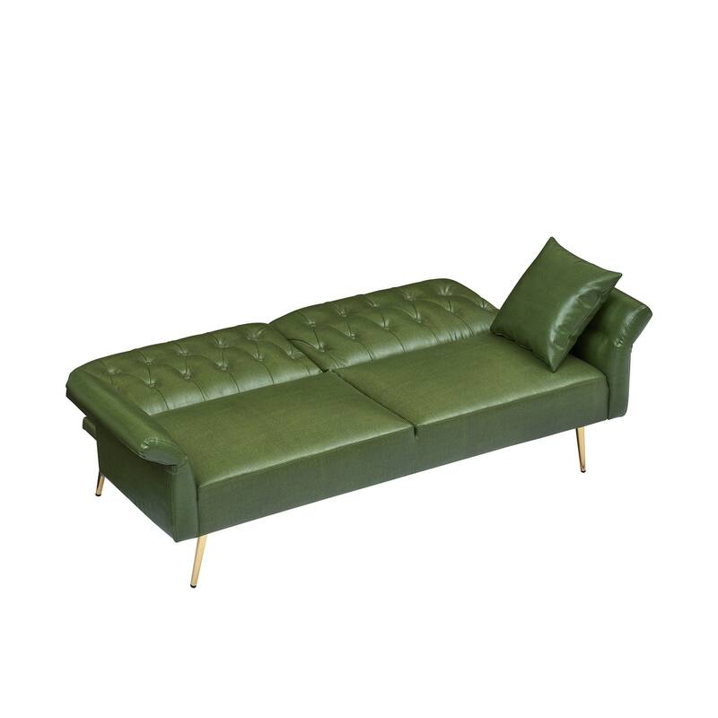 67.71 Inch Faux Leather Sofa Bed with Adjustment Armres - 67.71"W * 33.07"D* 31.1"H