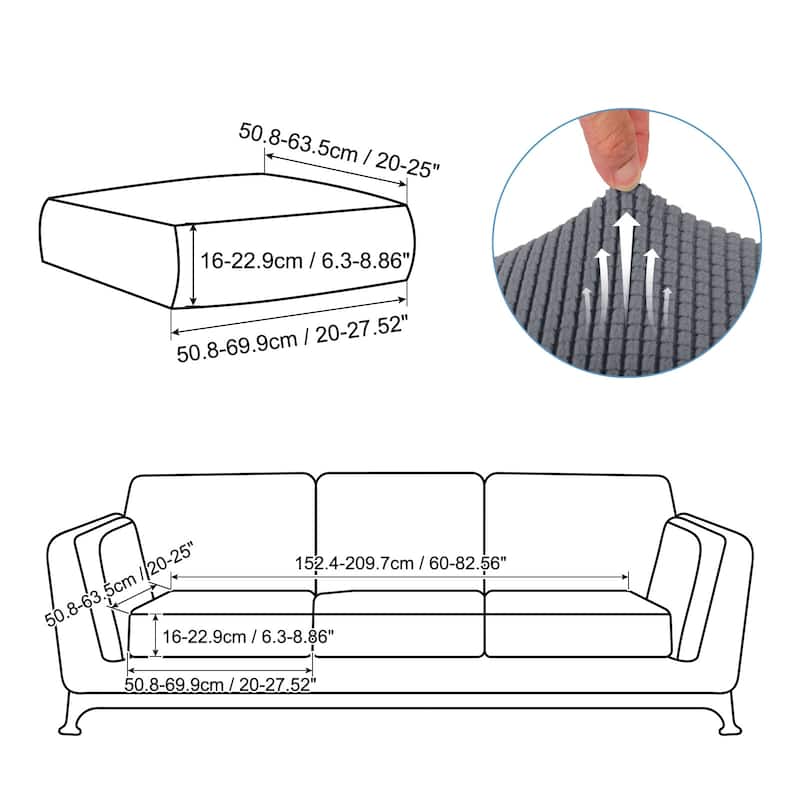 Couch Cushion Cover, 20"x20" Polyester Stretch Sofa Cover - Dark Grey