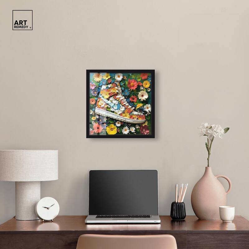 Painted in Floral Sneaker Shadowbox by Art Remedy