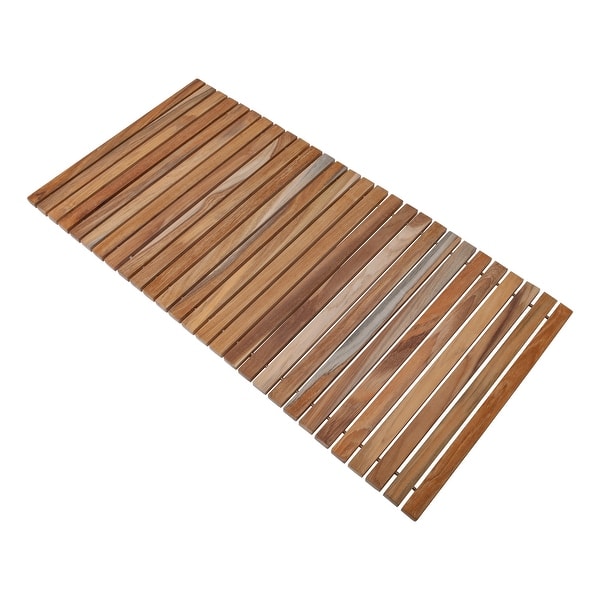 Teak Wood Bath Mat, Wooden Shower Mat for Bathroom, 24 X 16 Inch Non Slip  Wood F