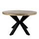 preview thumbnail 5 of 3, 47" Diameter Industrial Round Dining Table with Solid Mango Wood Top and Black Iron Base - Brown