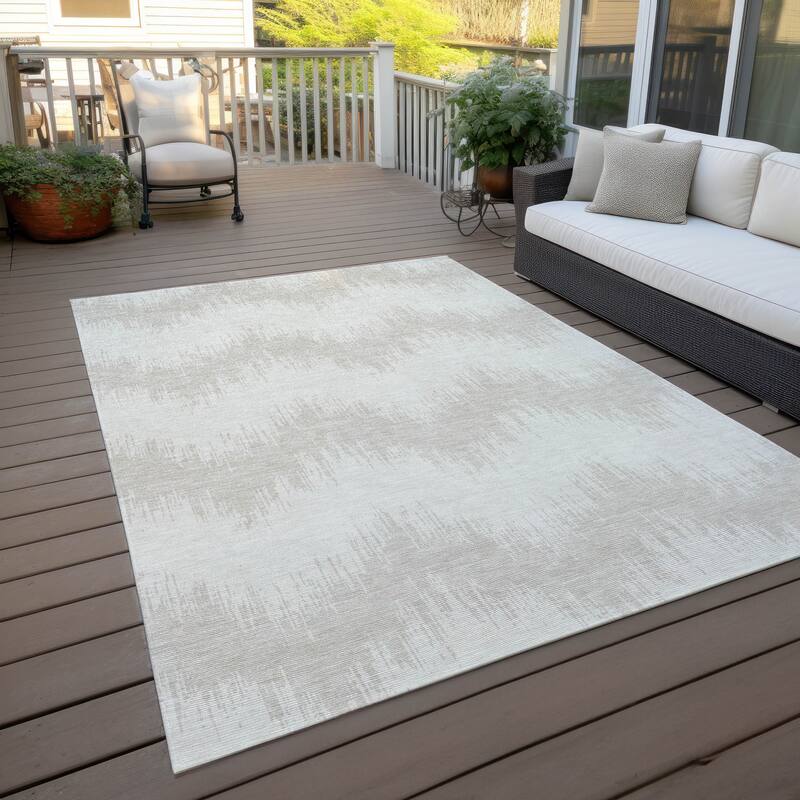 Machine Washable Indoor/ Outdoor Chantille Modern Chevron Rug - Ivory - 5' x 7'6"