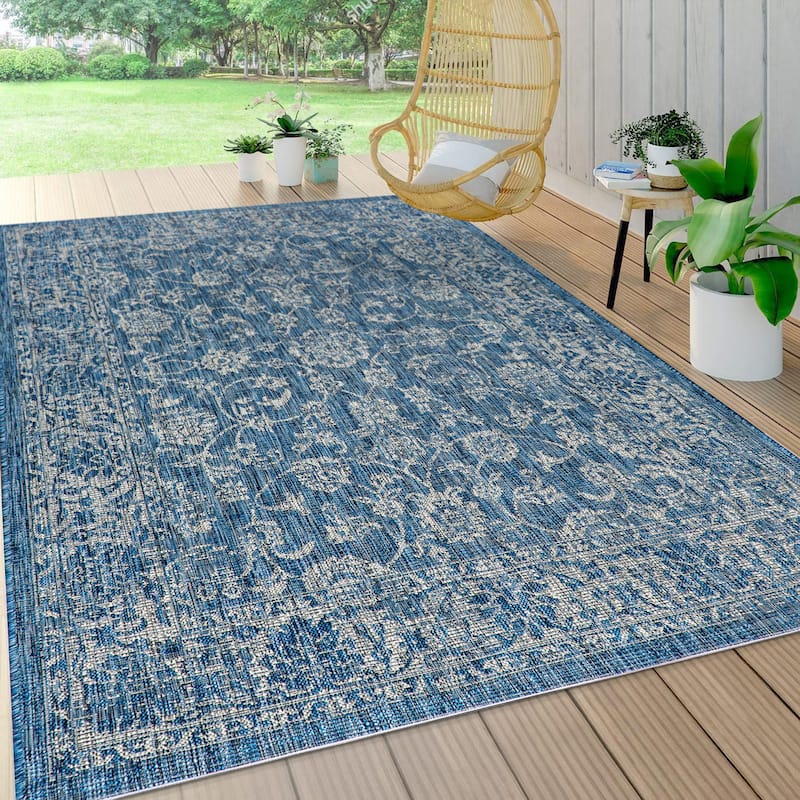 JONATHAN Y Sinjuri Bohemian Textured Weave Floral Indoor/Outdoor Area Rug