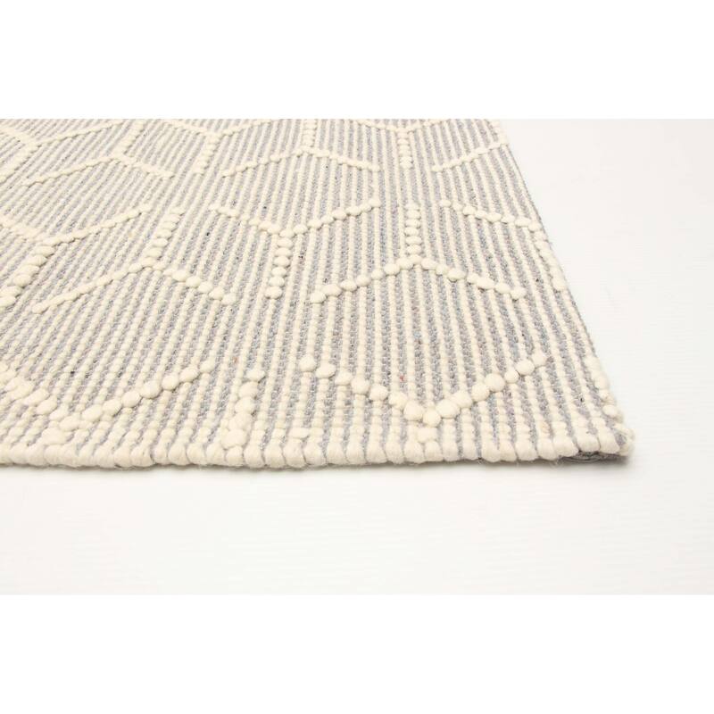 ECARPETGALLERY Braid weave Sienna Grey Wool Rug - 4'11 x 8'2