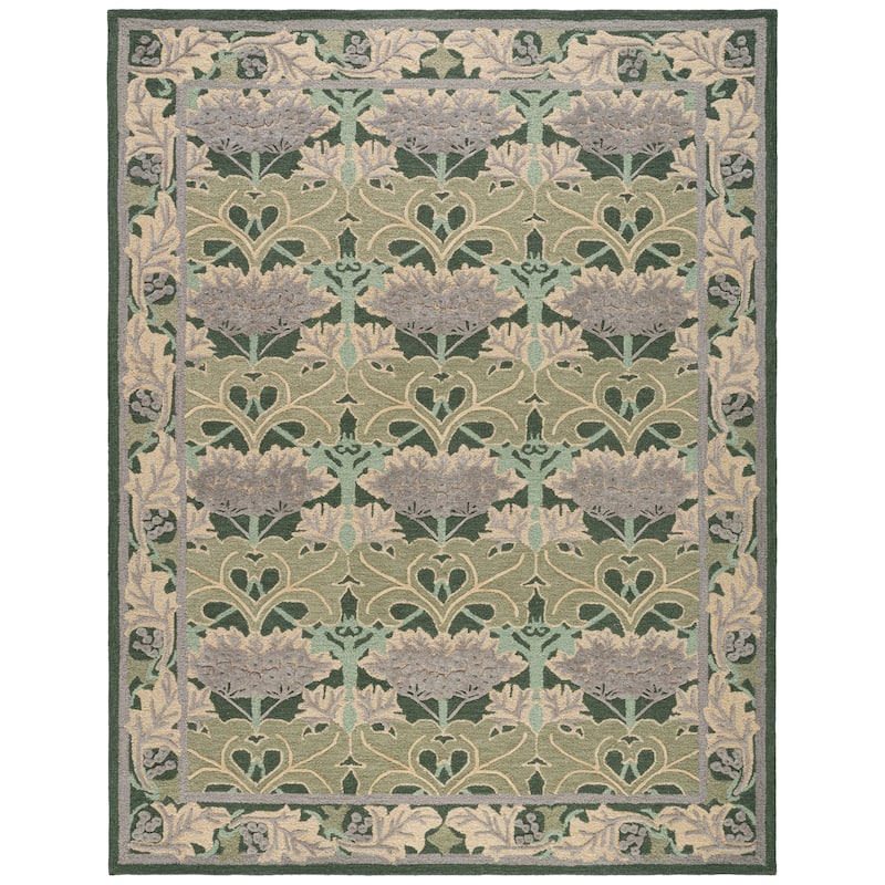 SAFAVIEH Handmade Earthly Treasure Kara Traditional Oriental Wool Rug - 8' x 10' - Sage/Beige