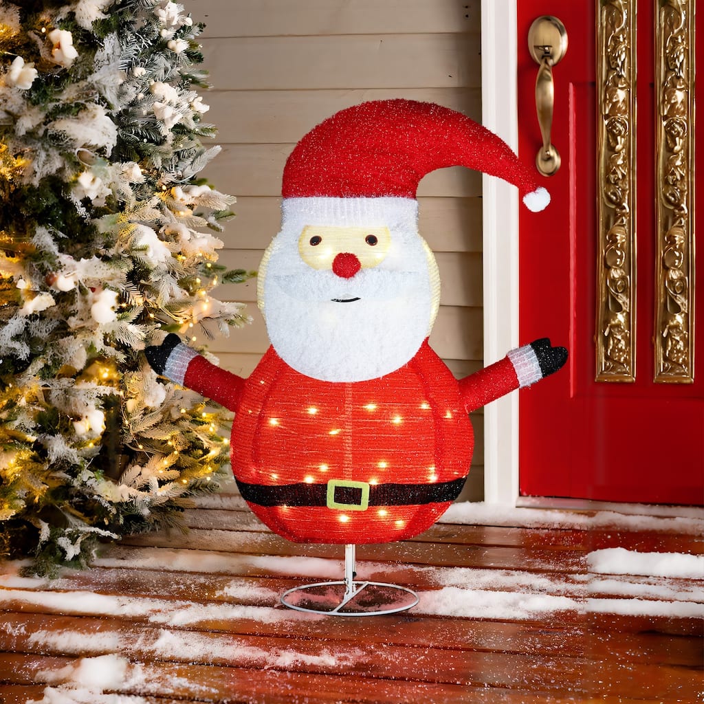 Santa Claus Lighted Globe 29.9-Inch Tall Indoor and Outdoor Holiday Decoration - Multi-Color/Red - 29.9" H x 23.6" W x 15.8" D
