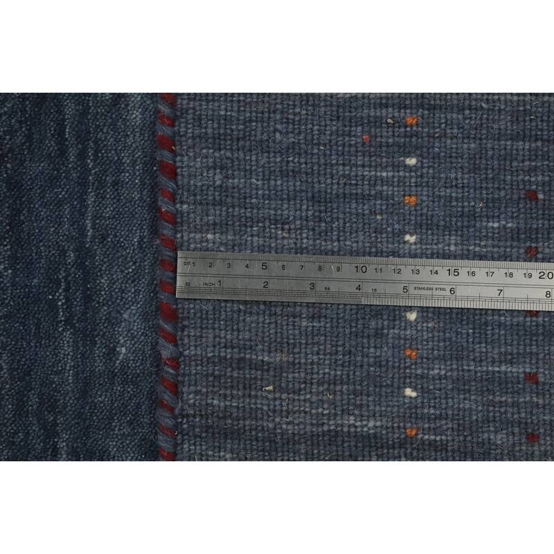 Navy Blue Tribal Gabbeh Square Area Rug Handmade Tribal Carpet - 5' 9'' X 5' 10''